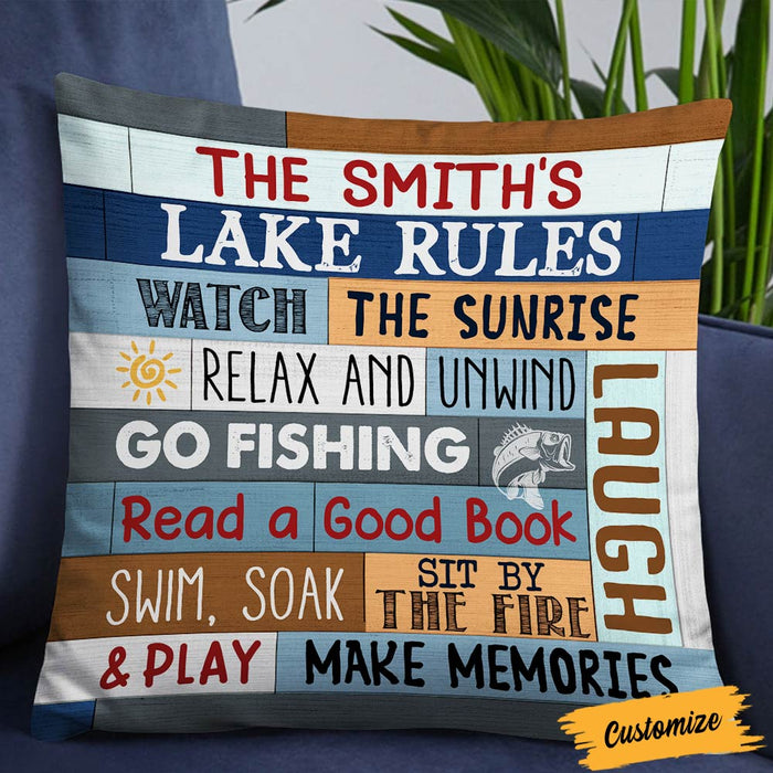 Personalized Lake Rules House Pillow DB101 85O36 1