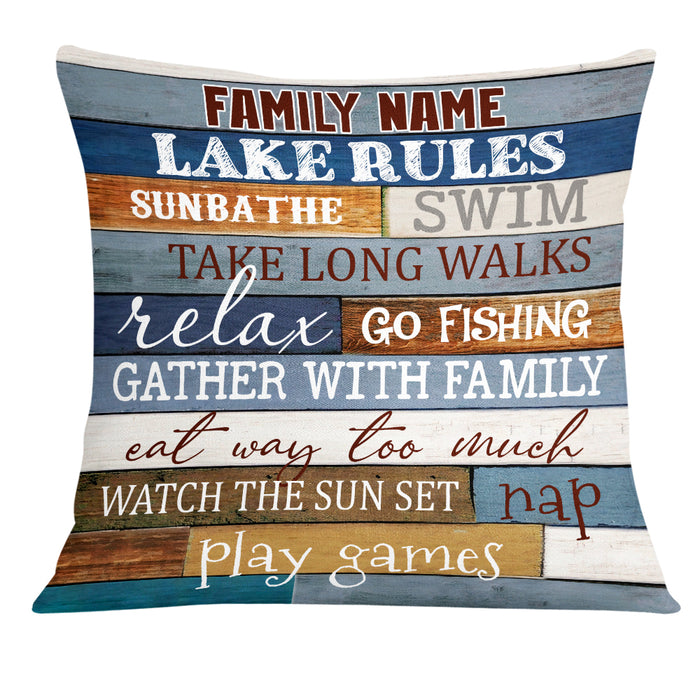 Personalized Lake House Rules Pillow DB104 95O19 1