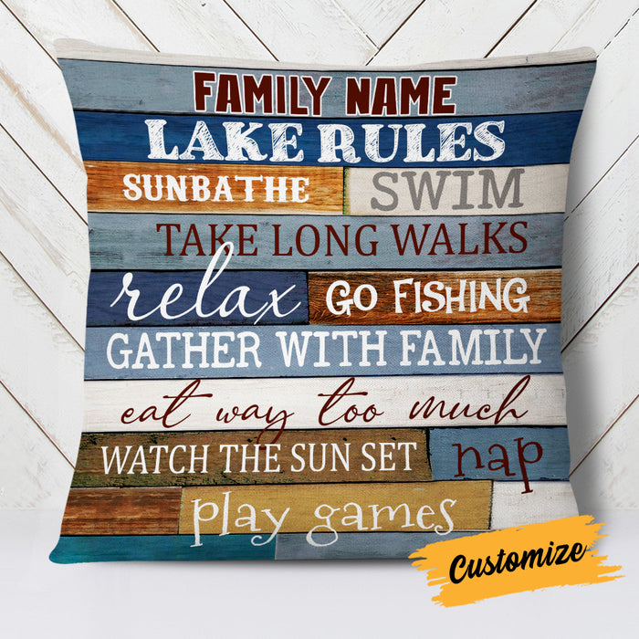 Personalized Lake House Rules Pillow DB104 95O19 1