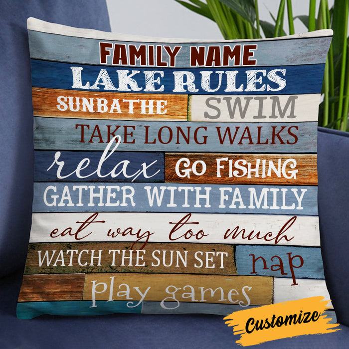 Personalized Lake House Rules Pillow DB104 95O19 1