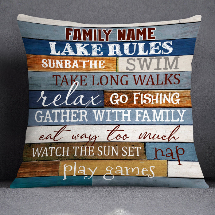 Personalized Lake House Rules Pillow DB104 95O19 1