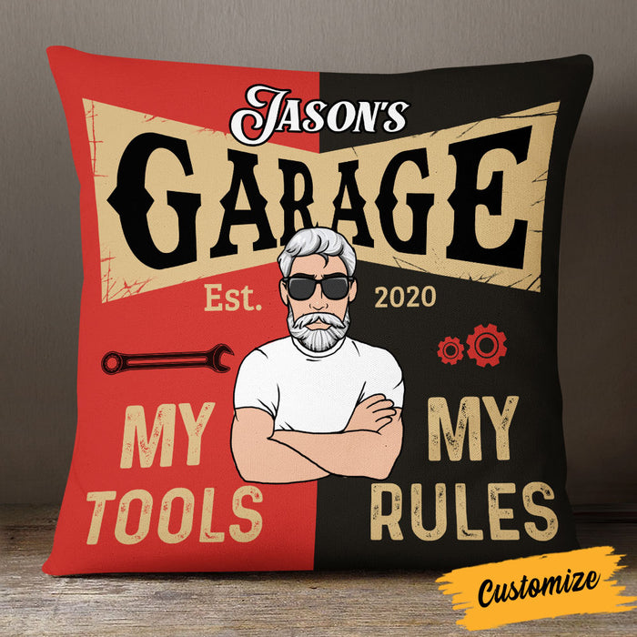 Personalized Garage Sanctuary Pillow DB112 81O53 1