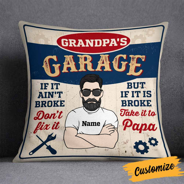 Personalized Garage Dad Grandpa Pillow DB111 95O58 1