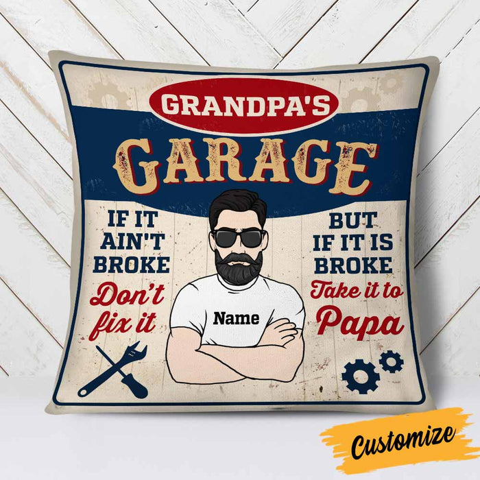 Personalized Garage Dad Grandpa Pillow DB111 95O58 1