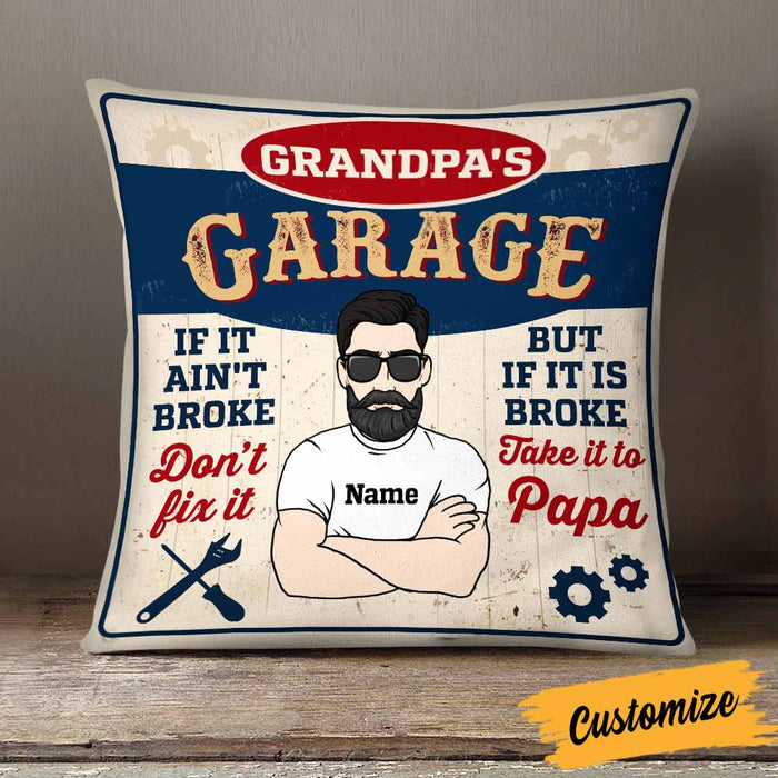 Personalized Garage Dad Grandpa Pillow DB111 95O58 1