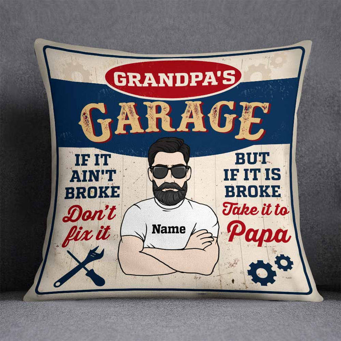 Personalized Garage Dad Grandpa Pillow DB111 95O58 1