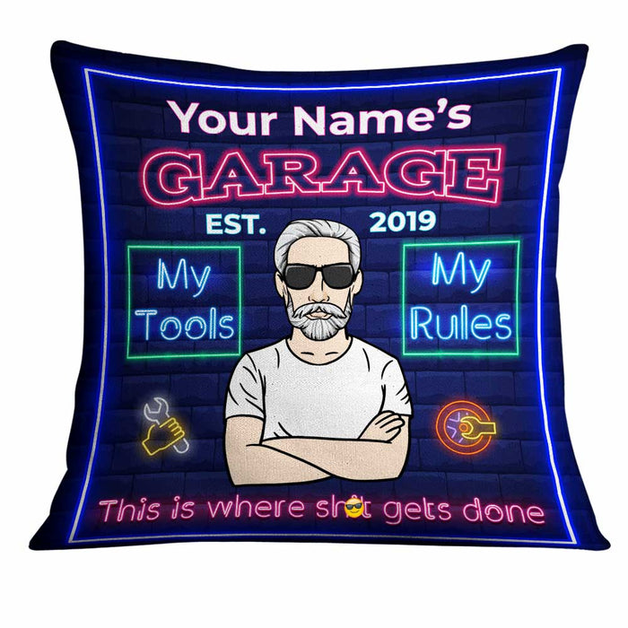 Personalized Grandpa Dad Garage Man Cave Pillow JN261 87O34 1