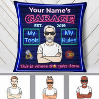 Personalized Grandpa Dad Garage Man Cave Pillow JN261 87O34 thumb 1