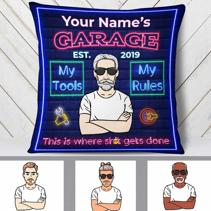 Personalized Grandpa Dad Garage Man Cave Pillow JN261 87O34 1