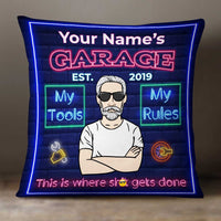 Personalized Grandpa Dad Garage Man Cave Pillow JN261 87O34 thumb 1