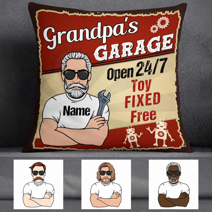 Personalized Garage Dad Grandpa Toy Fixed Pillow DB112 95O57 1