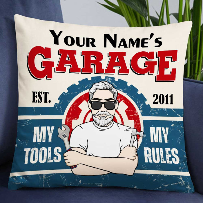 Personalized Garage My Tools My Rules Pillow DB114 26O47 1
