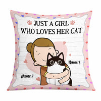 Personalized Just A Girl Who Loves Cat Mom Pillow DB113 85O47 thumb 1