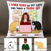 Personalized Cat Mom I Work Hard Pillow DB161 26O53 thumb 1