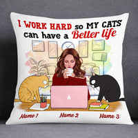 Personalized Cat Mom I Work Hard Pillow DB161 26O53 thumb 1