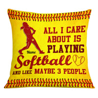 Personalized Love Softball All I Care Pillow DB136 26O53 thumb 1