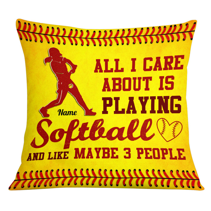 Personalized Love Softball All I Care Pillow DB136 26O53 1