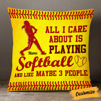 Personalized Love Softball All I Care Pillow DB136 26O53 thumb 1
