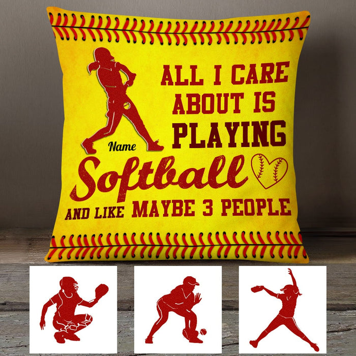 Personalized Love Softball All I Care Pillow DB136 26O53 1