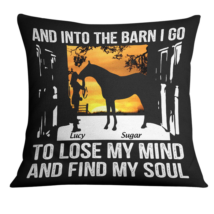 Personalized Horse Into The Barn I Go Pillow DB132 85O19 1