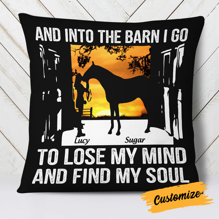 Personalized Horse Into The Barn I Go Pillow DB132 85O19 1