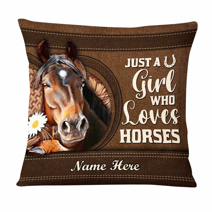 Personalized Girl Loves Horse Pillow DB135 30O47 1