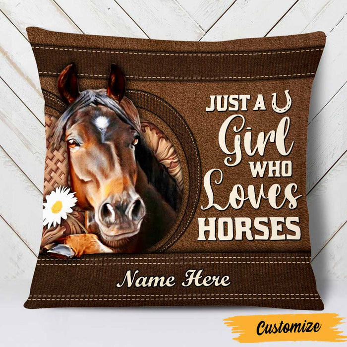 Personalized Girl Loves Horse Pillow DB135 30O47 1