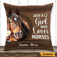 Personalized Girl Loves Horse Pillow DB135 30O47 thumb 1