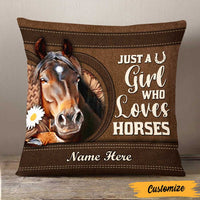 Personalized Girl Loves Horse Pillow DB135 30O47 thumb 1