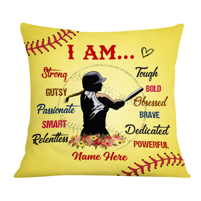 Personalized Love Softball Girl Pillow DB143 95O57 1