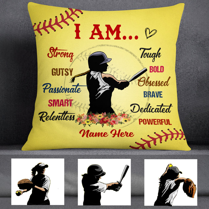 Personalized Love Softball Girl Pillow DB143 95O57 1