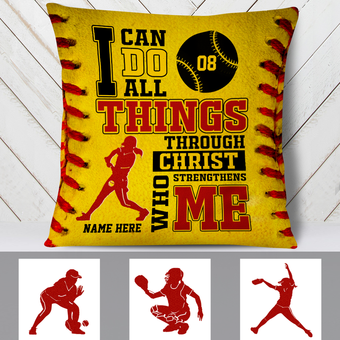 Personalized Love Softball Pillow DB142 30O24 1