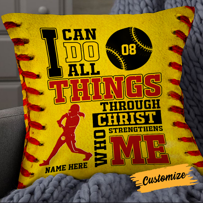 Personalized Love Softball Pillow DB142 30O24 1
