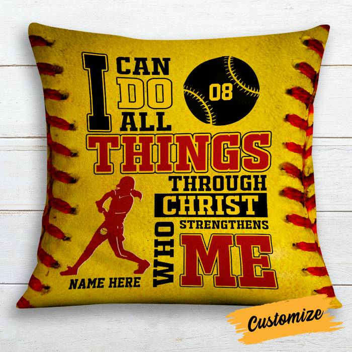 Personalized Love Softball Pillow DB142 30O24 1