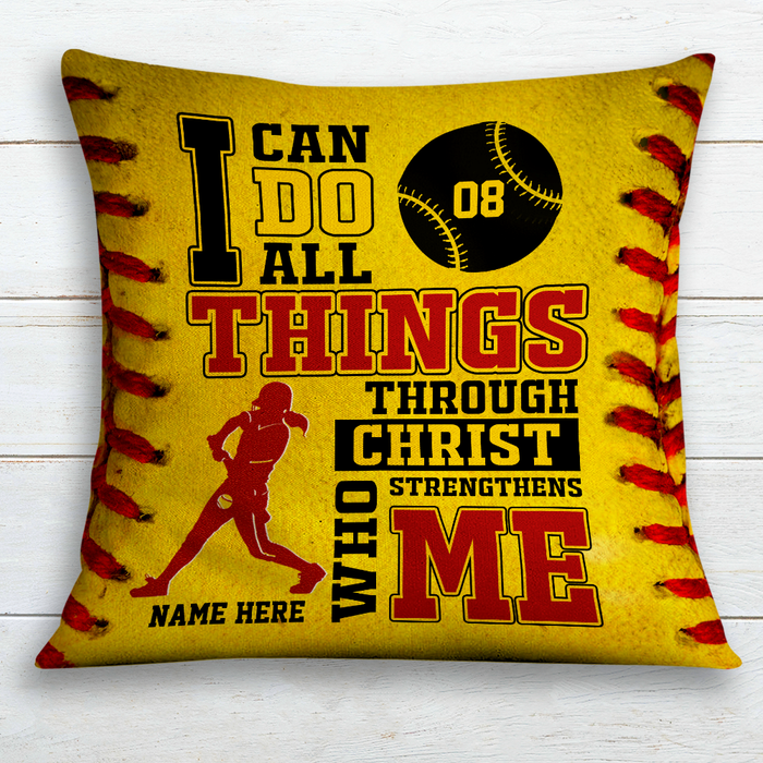 Personalized Love Softball Pillow DB142 30O24 1