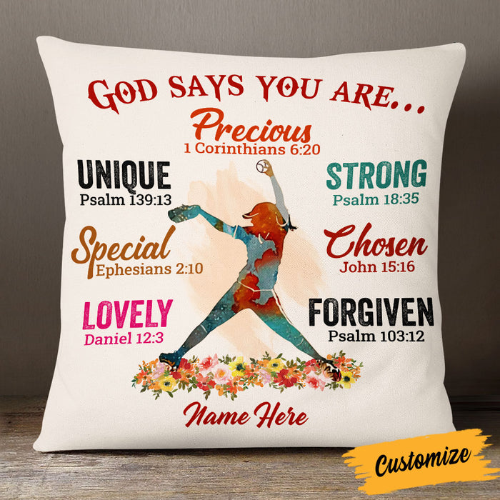Personalized Love Softball Pillow DB143 30O53 1