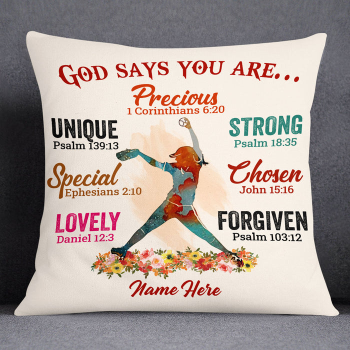 Personalized Love Softball Pillow DB143 30O53 1