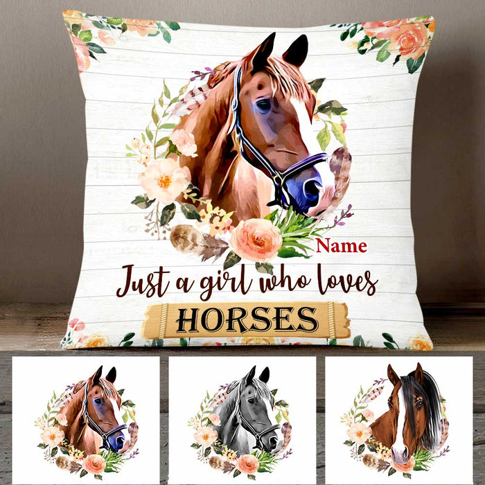 Personalized Just A Girl Who Loves Horse Pillow DB136 95O47 1