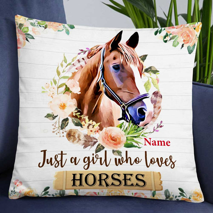 Personalized Just A Girl Who Loves Horse Pillow DB136 95O47 1