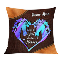 Personalized Girl Loves Horse Pillow DB137 30O57 thumb 1