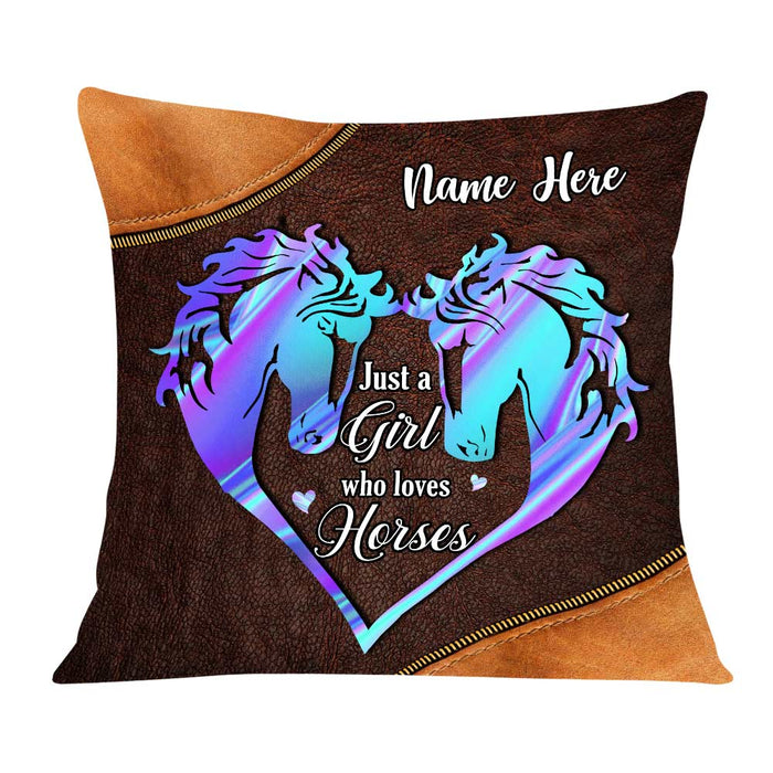 Personalized Girl Loves Horse Pillow DB137 30O57 1