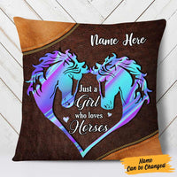 Personalized Girl Loves Horse Pillow DB137 30O57 thumb 1