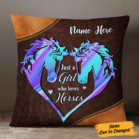 Personalized Girl Loves Horse Pillow DB137 30O57 thumb 1