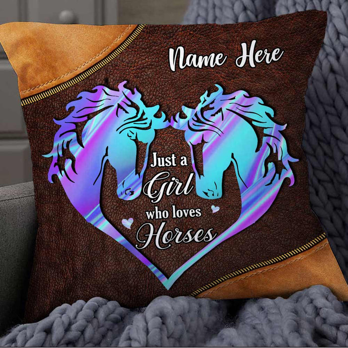 Personalized Girl Loves Horse Pillow DB137 30O57 1