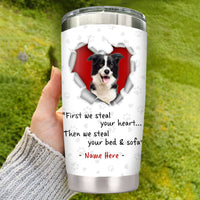 Personalized Dog Cat Photo Stealing Heart Steel Tumbler NB241 95O53 thumb 1