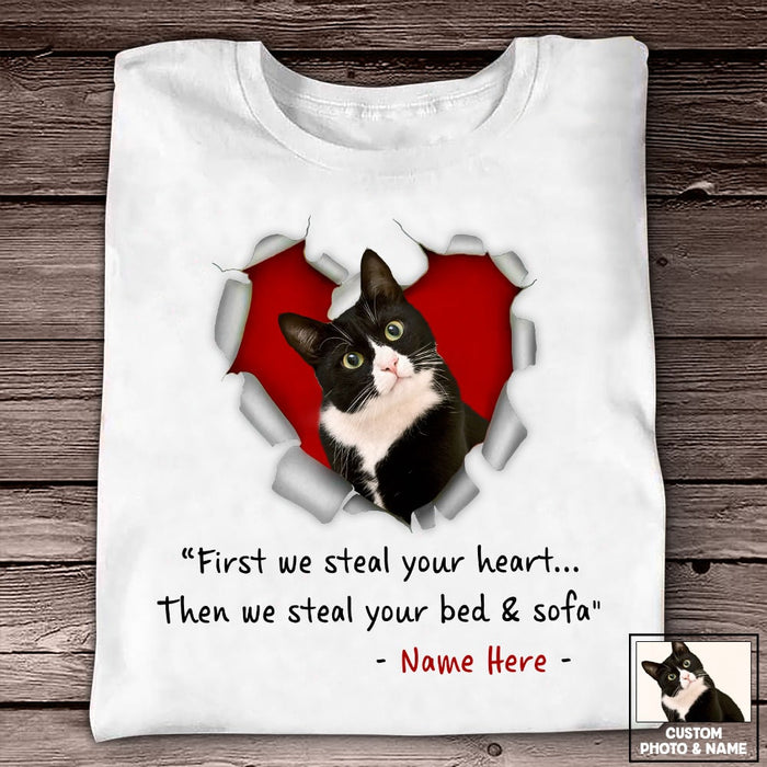 Personalized Dog Cat Photo Stealing Heart T Shirt NB241 95O53 1