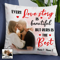 Personalized Couple Photo Love Story Pillow DB147 95O24 thumb 1
