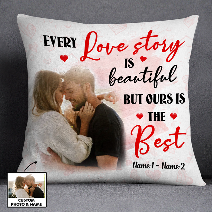 Personalized Couple Photo Love Story Pillow DB147 95O24 1