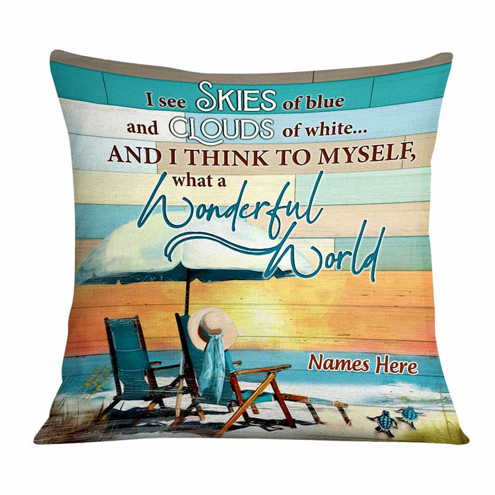 Personalized Beach Wonderful World Pillow DB145 95O47 1