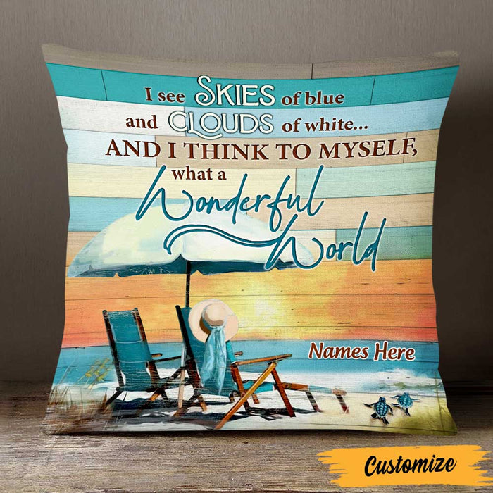 Personalized Beach Wonderful World Pillow DB145 95O47 1